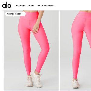 Alo Airlift Leggings + Sports Bra (Fluorescent Pink Coral)